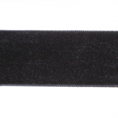 Лента бархатная нейлон, шир.25 мм, (упак. 45,7м), цв.03-черный - купить в Керчи. Цена: 800.84 руб.