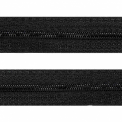 Рулонная молния с покрытием PVC спираль тип 3 (упак.270м) -черная с полосой СВО - купить в Керчи. Цена: 12.74 руб.