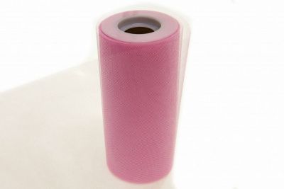 Фатин блестящий в шпульках 16-14, 12 гр/м2, шир. 15 см (в нам. 25+/-1 м), цвет розовый - купить в Керчи. Цена: 108.61 руб.