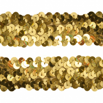 Тесьма с пайетками D16, шир. 30 мм/уп. 25+/-1 м, цвет золото - купить в Керчи. Цена: 1 087.39 руб.