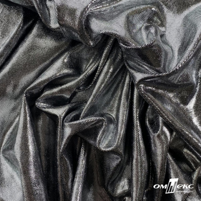 Трикотажное полотно голограмма, шир.140 см, #602 -чёрный/серебро - купить в Керчи. Цена 385.88 руб.