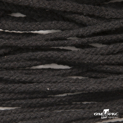 Шнур плетеный d-6 мм круглый, 70% хлопок 30% полиэстер, уп.90+/-1 м, цв.1078-черный - купить в Керчи. Цена: 588 руб.