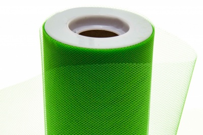 Фатин в шпульках 16-146, 10 гр/м2, шир. 15 см (в нам. 25+/-1 м), цвет зелёный - купить в Керчи. Цена: 100.69 руб.
