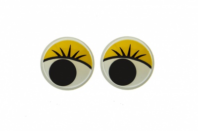 Глазки для игрушек, круглые, с бегающими зрачками, 12 мм/упак.50+/-2 шт, цв. -желтый - купить в Керчи. Цена: 95.04 руб.