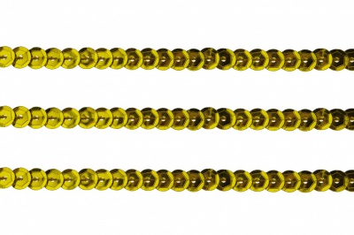 Пайетки "ОмТекс" на нитях, SILVER-BASE, 6 мм С / упак.73+/-1м, цв. А-1 - т.золото - купить в Керчи. Цена: 468.37 руб.