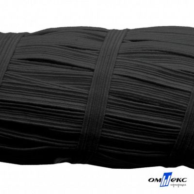 Резиновые нити с текстильным покрытием, шир. 6 мм (55 м/уп), цв.-черный - купить в Керчи. Цена: 210.75 руб.
