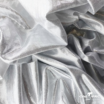 Трикотажное полотно голограмма, шир.140 см, #602 -белый/серебро - купить в Керчи. Цена 385.88 руб.