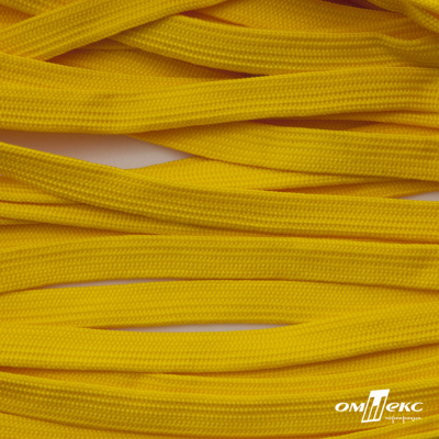 Шнур плетеный (плоский) d-12 мм, (уп.90+/-1м), 100% полиэстер, цв.269 - жёлтый - купить в Керчи. Цена: 8.62 руб.