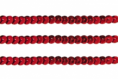 Пайетки "ОмТекс" на нитях, SILVER-BASE, 6 мм С / упак.73+/-1м, цв. 3 - красный - купить в Керчи. Цена: 468.37 руб.