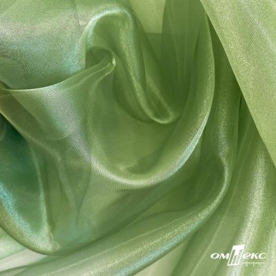 Ткань органза, 100% полиэстр, 28г/м2, шир. 150 см, цв. #27 зеленый - купить в Керчи. Цена 86.24 руб.