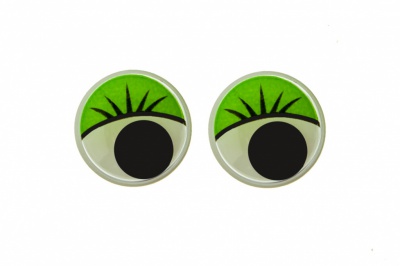 Глазки для игрушек, круглые, с бегающими зрачками, 15 мм/упак.50+/-2 шт, цв. -зеленый - купить в Керчи. Цена: 113.01 руб.
