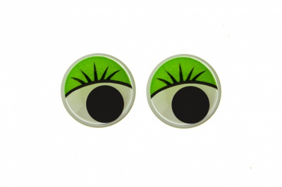 Глазки для игрушек, круглые, с бегающими зрачками, 12 мм/упак.50+/-2 шт, цв. -зеленый - купить в Керчи. Цена: 95.04 руб.