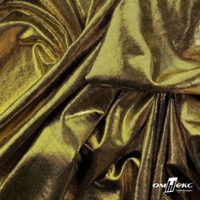 Трикотажное полотно голограмма, шир.140 см, #602 -чёрный/золото - купить в Керчи. Цена 385.88 руб.