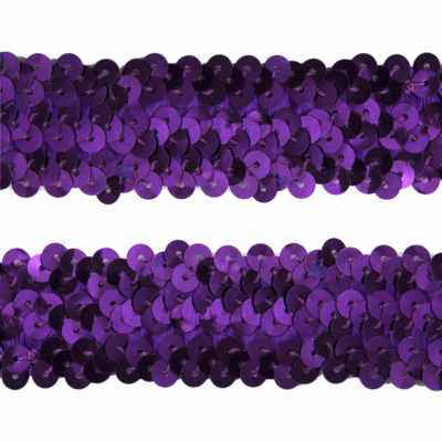 Тесьма с пайетками 12, шир. 30 мм/уп. 25+/-1 м, цвет фиолет - купить в Керчи. Цена: 1 098.48 руб.