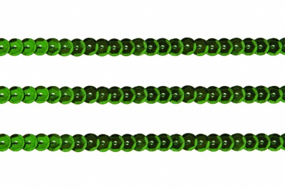 Пайетки "ОмТекс" на нитях, SILVER-BASE, 6 мм С / упак.73+/-1м, цв. 4 - зеленый - купить в Керчи. Цена: 484.77 руб.