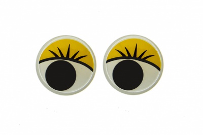 Глазки для игрушек, круглые, с бегающими зрачками, 15 мм/упак.50+/-2 шт, цв. -желтый - купить в Керчи. Цена: 113.01 руб.