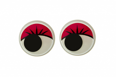 Глазки для игрушек, круглые, с бегающими зрачками, 15 мм/упак.50+/-2 шт, цв. -красный - купить в Керчи. Цена: 113.01 руб.
